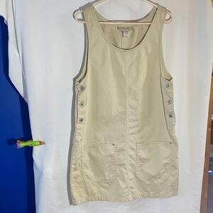 Express Pinafore Cream Denim Jumper Dress Size Large